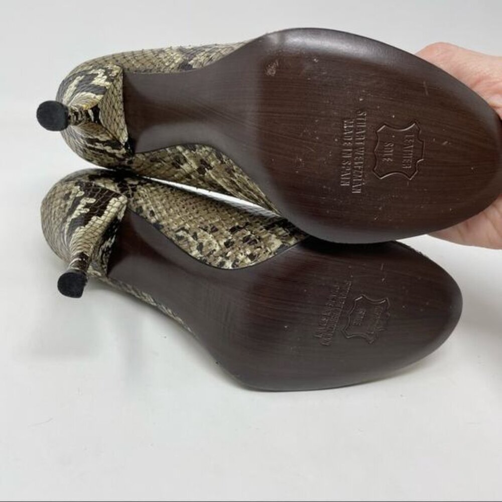 Stuart Weitzman Snakeskin Python Leather Peep Toe… - image 8
